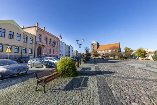 Strzelce Krajenskie Lubuskie Polen November 2020 Marktplein Oude Huurwoningen Een — Stockfoto