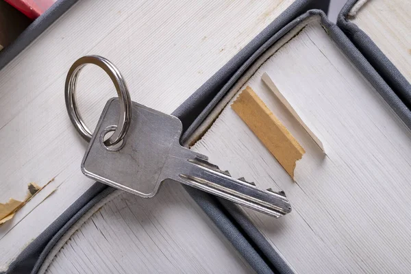 Clé Porte Une Maison Unifamiliale Posée Sur Les Épines Des — Photo