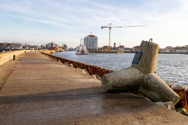 Darłowko Województwo Zachodniopomorskie Grudzień 2020 Wody Wejście Małego Portu Rybackiego — Zdjęcie stockowe