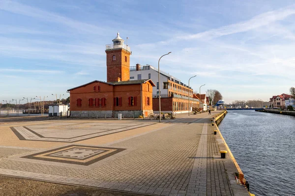 Darlowko West Pomeranian Voivodeship Poland December 2020 Lighthouse Built Port — Stock Photo, Image