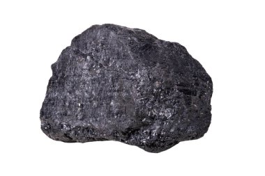 Bir parça sert kömür. Yerden çıkarılan ve acil durum üretmek için kullanılan bir mineral. İzole edilmiş arkaplan.