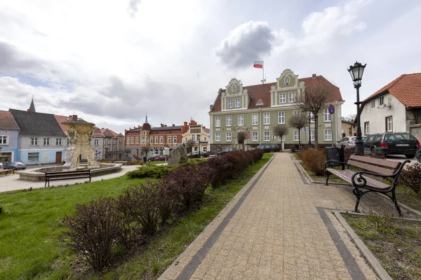 Skarszewy Pomorskie Polsko Duben 2021 Tržní Náměstí Staré Činžovní Domy — Stock fotografie