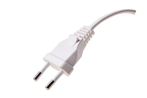 Enchufe Eléctrico Blanco Con Cable Accesorios Para Alimentar Electrodomésticos Fondo —  Fotos de Stock