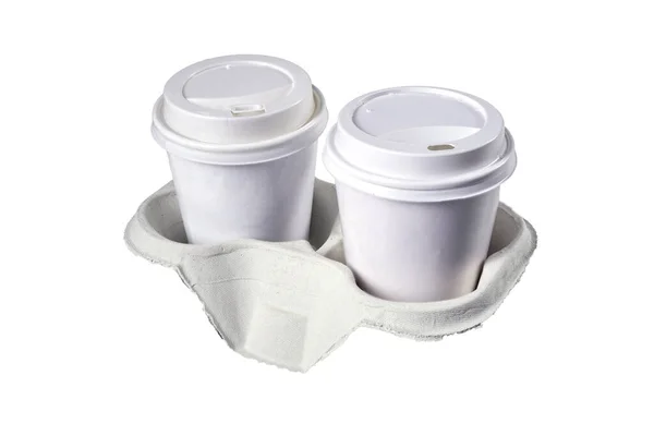 Papieren Kopjes Voor Warme Afhaalkoffie Containers Voor Warme Dranken Gebruikt — Stockfoto
