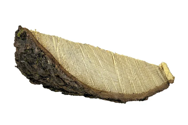 Querschnitt Durch Ein Stück Kiefernholz Holzmaserung Querschnitt Sichtbar Isolierter Hintergrund — Stockfoto