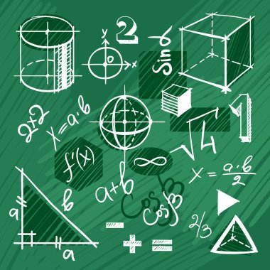 vektör handdrawn matematik öğeleri kümesi