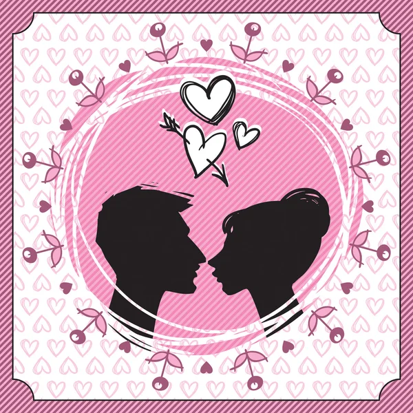 Vector Silhouette of Kissing Couple — Stock Vector