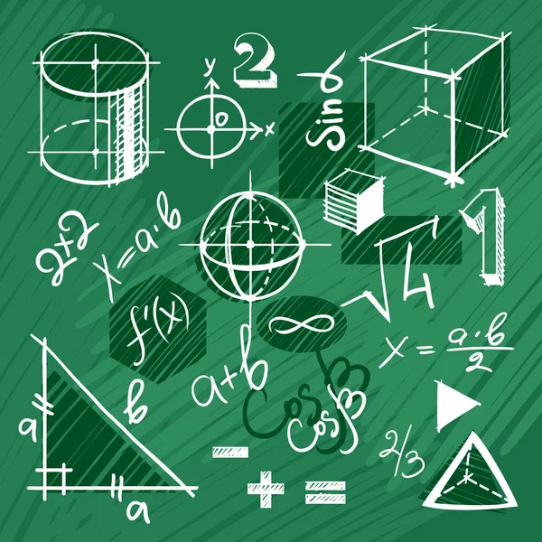 Vector set of handdrawn mathematics elements — Stock Vector