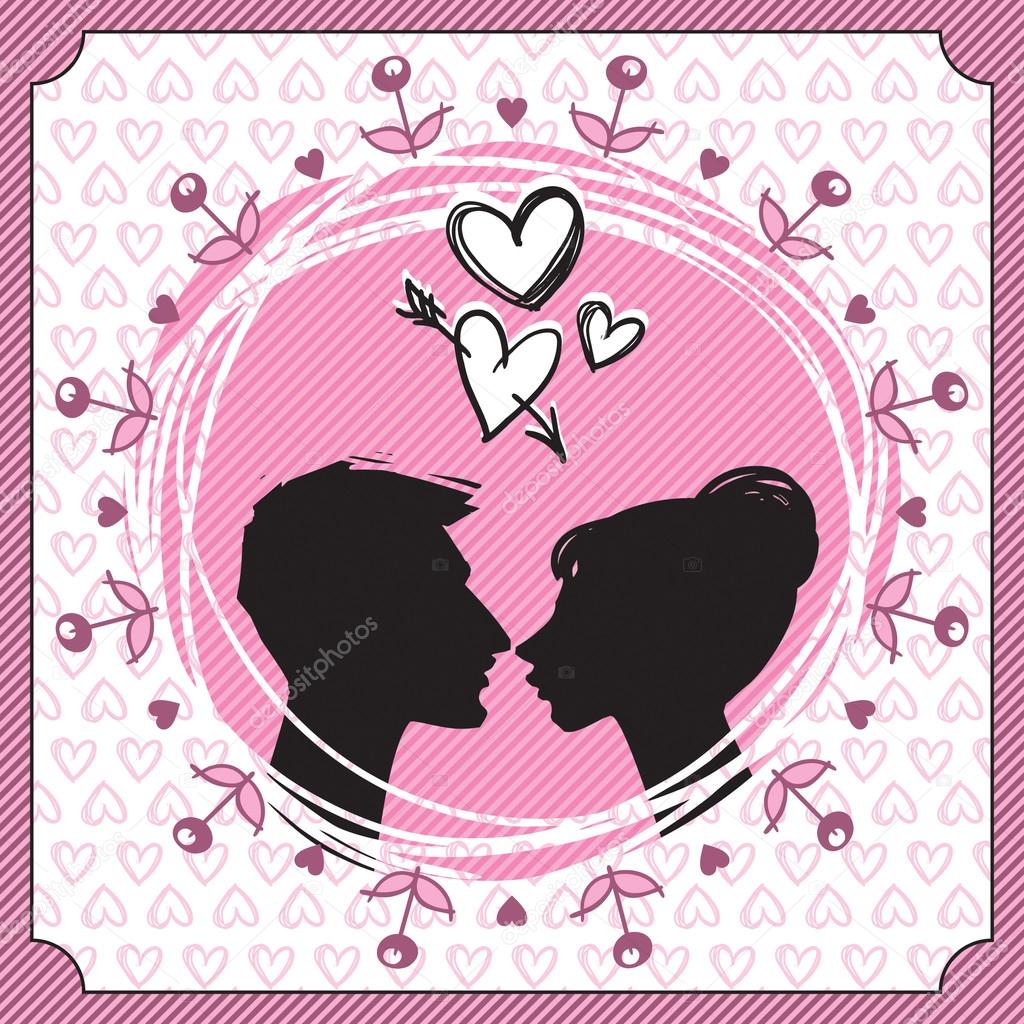 Vector Silhouette of Kissing Couple