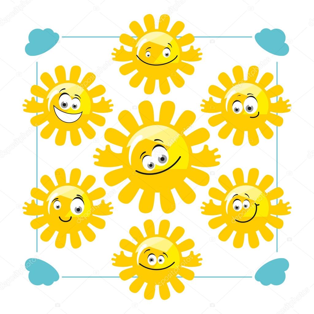 Set of vector funny suns