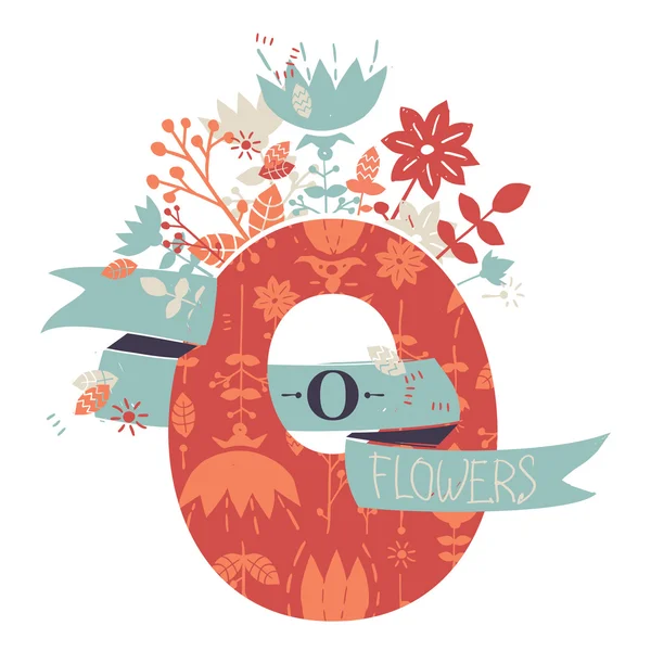 Letter O in floral stijl — Stockvector