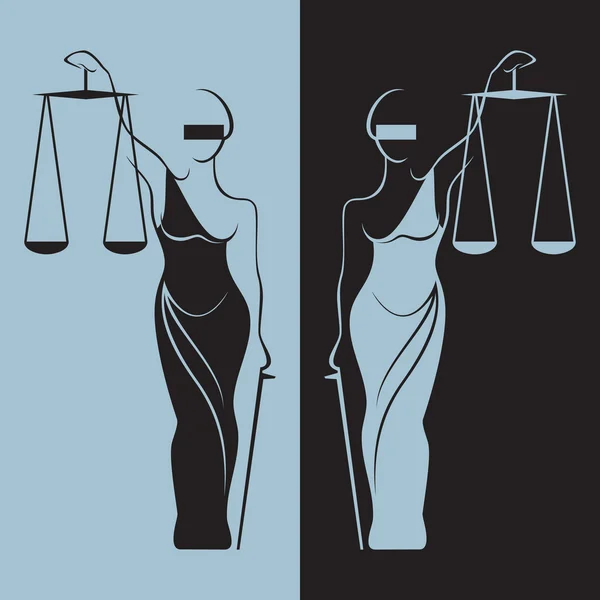 Illustration vectorielle de la déesse de la justice Themis dans un style contour — Image vectorielle