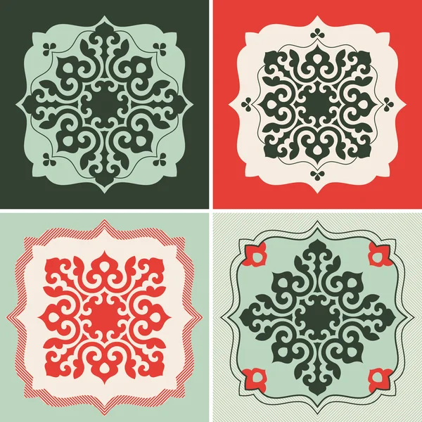 Set of decorative tiles in oriental style — Stock Vector