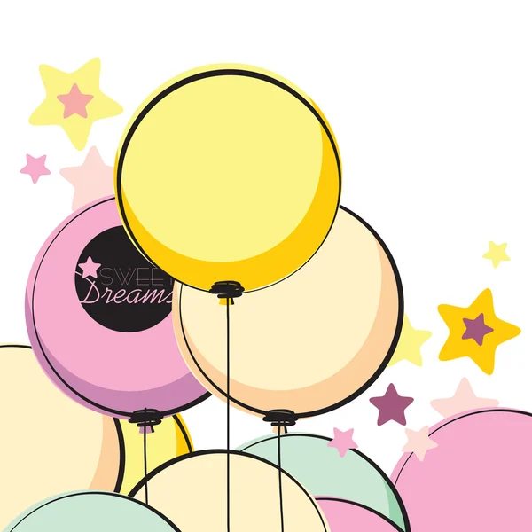 Globos coloridos en estilo de boceto sobre fondo blanco Vector De Stock