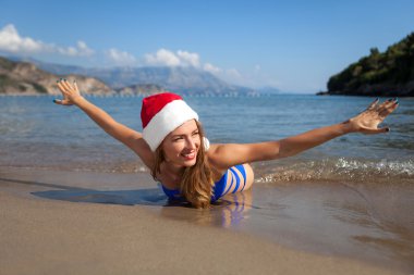 Noel tatil bir plajda