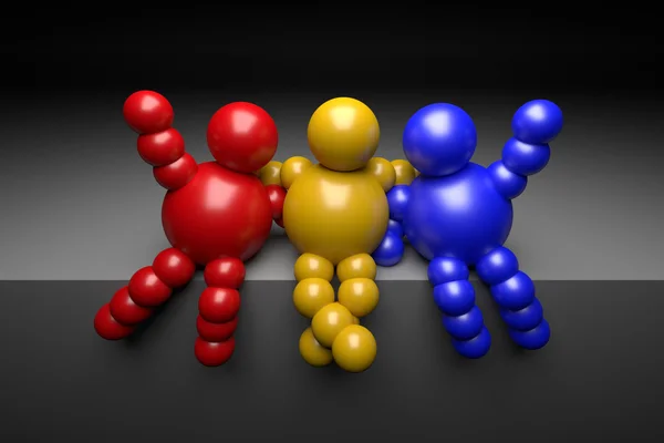 3D абстрактные разноцветные персонажи "Ballman" — стоковое фото
