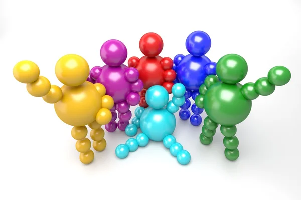 3D abstract multicolored "Ballman" characters — Stock Photo, Image