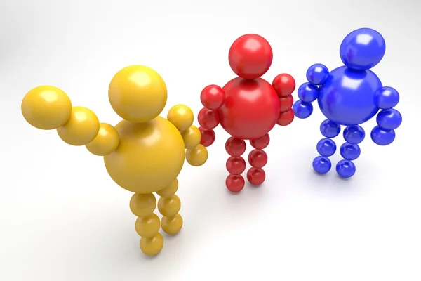 3D abstract multicolored "Ballman" characters — Stock Photo, Image