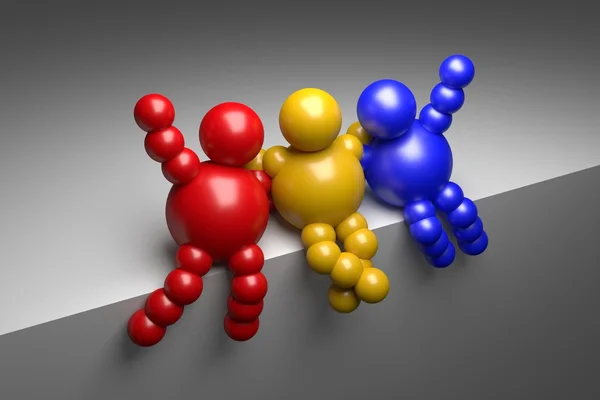 3D abstract multicolored "Ballman" characters — Stock Photo, Image