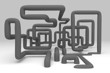 boru hatları 3D soyut çizimi