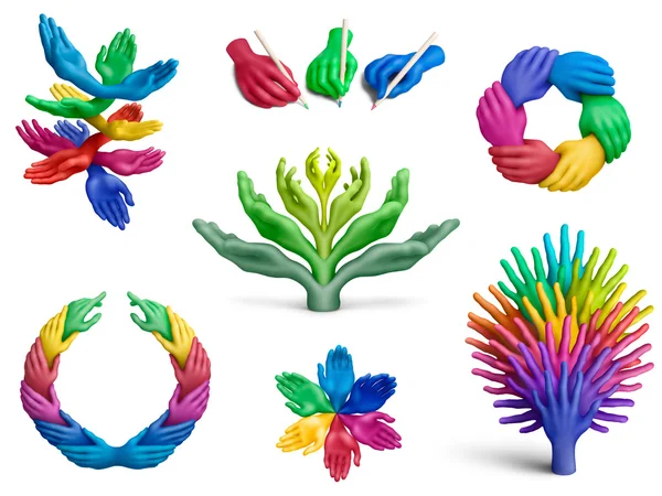 Plasticine hands collection — Stock Photo, Image