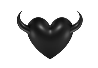 3D conceptual black heart clipart