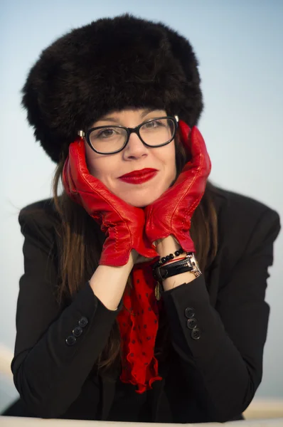 Red wintery smile — Stock Photo, Image