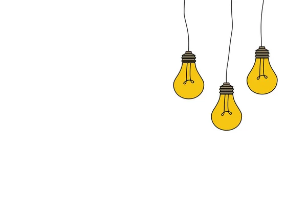 Ιδέα Φόντο Έννοια Λαμπερό Κίτρινο Λαμπτήρα Έμπνευση Έννοια Φωτεινές Ιδέες — Διανυσματικό Αρχείο