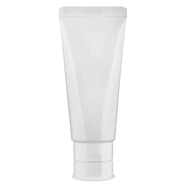 Weiße Leertube Für Zahnpasta Oder Creme Kunststoff Ohne Etikett Isoliert — Stockfoto