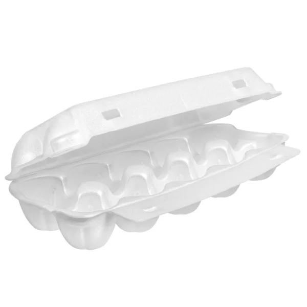 Plastik Weiße Verpackung Leer Für Eier Auf Weißem Hintergrund — Stockfoto