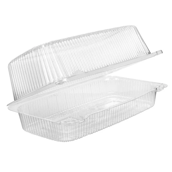Yeniden Kullanılabilir Plastik Şeffaf Kutu Servis Piknik Veya Beyazı Izole — Stok fotoğraf