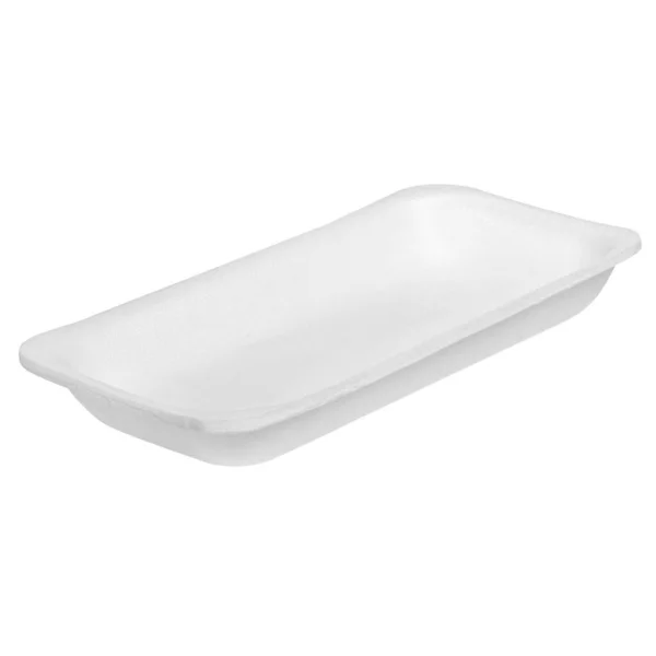 Recipiente Novo Plástico Branco Vazio Para Comida Takeaway Piquenique Isolada — Fotografia de Stock