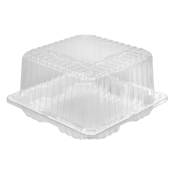 Tomma Fyrkantiga Plastförpackningar Med Transparent Lock För Bakning Bakverk Och — Stockfoto