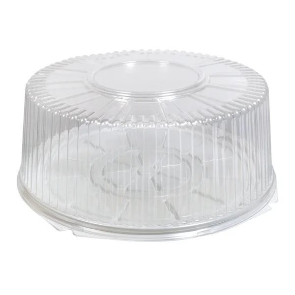 Embalagem Redonda Plástico Branco Com Tampa Transparente Para Assar Pastelaria — Fotografia de Stock