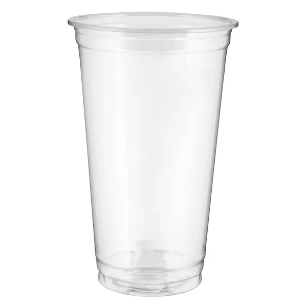 Una Taza Plástico Transparente Desechable Vacía Aislada Sobre Fondo Blanco — Foto de Stock