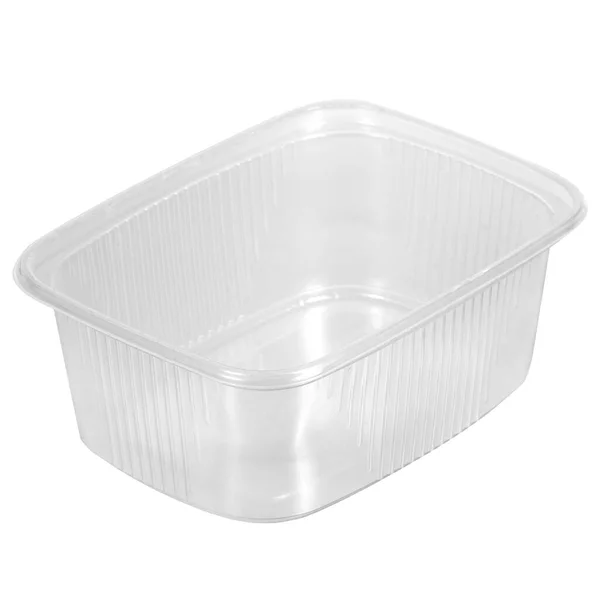 Yeniden Kullanılabilir Plastik Şeffaf Kutu Yemek Piknik Salata Beyazlar Arasında — Stok fotoğraf