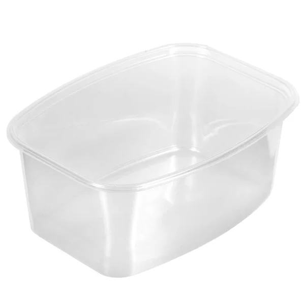 持ち帰り用食品 ピクニック 白に隔離された店のためのサラダのための再利用可能なプラスチック透明ボックス — ストック写真