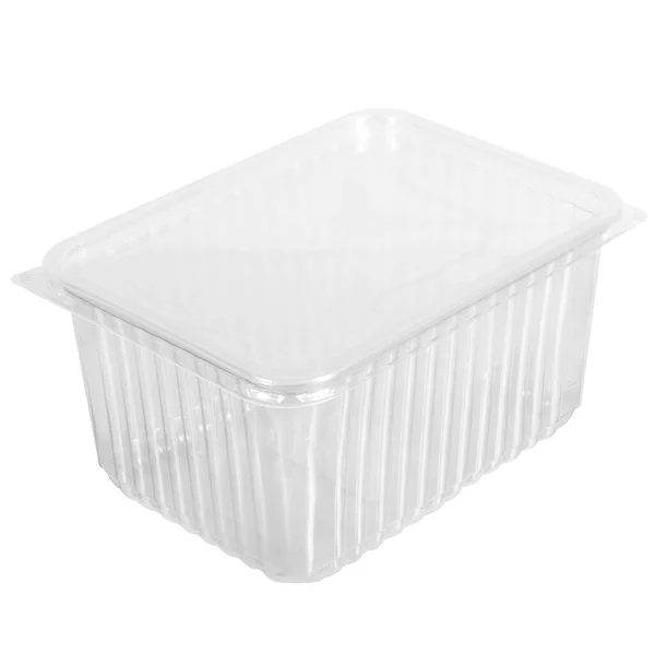 Reusable Plastic Transparent Box Takeaway Food Picnic Salad Shop Isolated — Stock Photo, Image