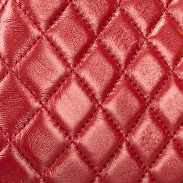 Fondo Texture Pelle Rossa Cuciti Con Fili Forma Diamante Come — Foto Stock