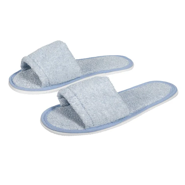Traditional Open Toe Slippers Home Hotel Spa Blue Colors Isolated — Stock Photo, Image