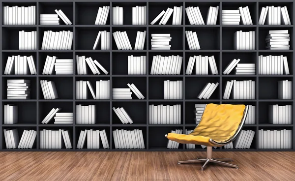 Bücherregal mit Sessel — Stockfoto