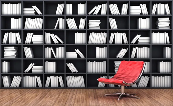 Bibliothèque avec fauteuil — Photo