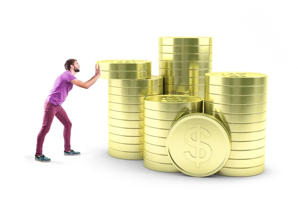 Boy with coins — Stock Photo, Image