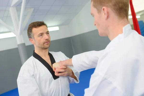 Martial arts class and adult — Stock Photo, Image