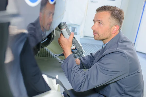 Technician and young  handsome — Stock Photo, Image