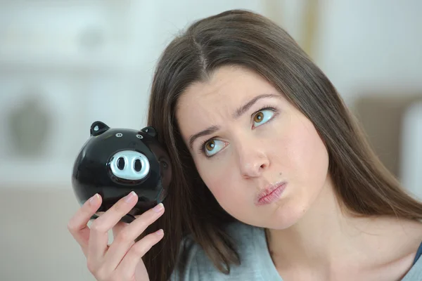 Lady with piggy bank — Stock Photo, Image