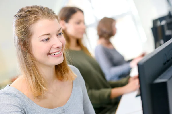 Female student in computer class Stock Picture