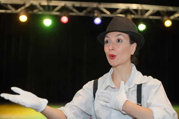 Portrait Female Mime Acting — Stock Photo, Image