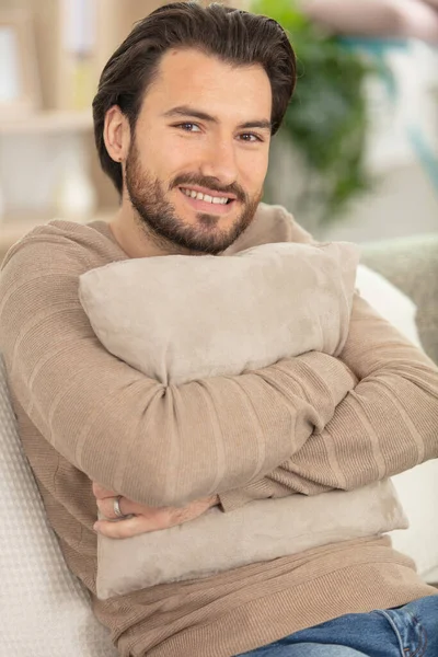 Casual Man Resting Sitting Couch — Stock Photo, Image