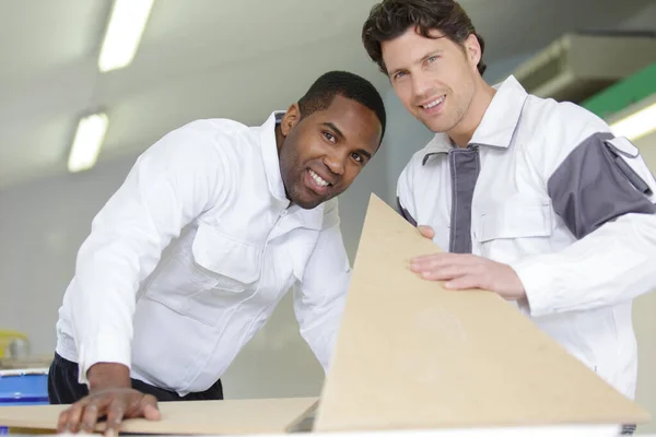 Decorating Team Holding Wooden Templates — Stock Photo, Image